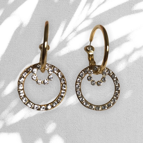 Turquoise Gold & White crystal Starfish & hoop dangle earrings wear many ways - Picture 8 of 9